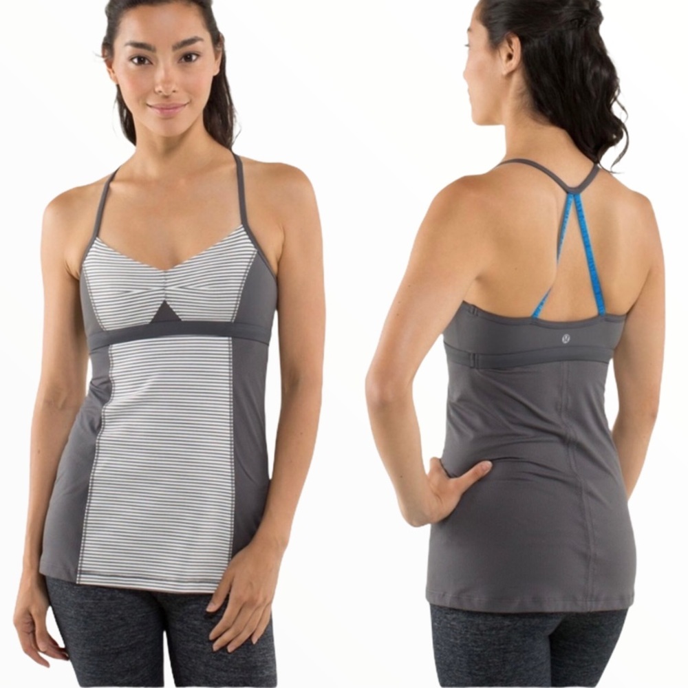 Gorpcore Athleisure Sporty Bend & Flow Tank Lululemon Angel Wing Grey Size 2